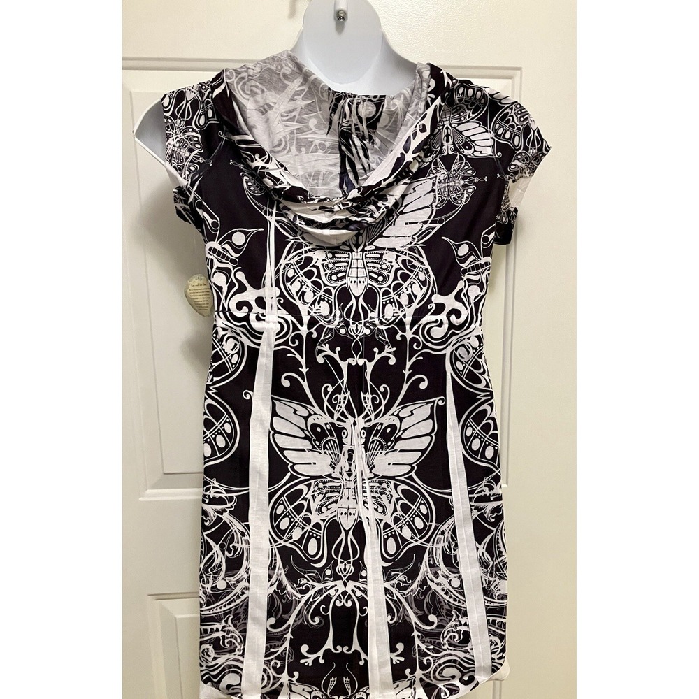 Live And Let Live NWT White Brown Floral Beach Shirt Coverup Large Boho Women’s - Picture 2 of 7